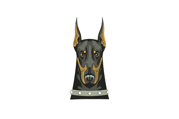 Doberman Head Embroidery Design