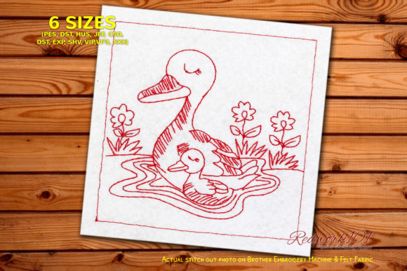 Ducky Mother Embroidery Design