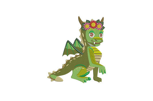 Green Flying Dragon Embroidery