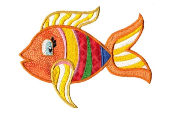 Orange Tropical Fish Embroidery Design