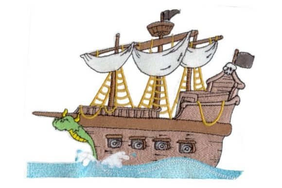 Pirate Ship Embroidery Design
