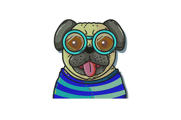 Pug Head Embroidery Design